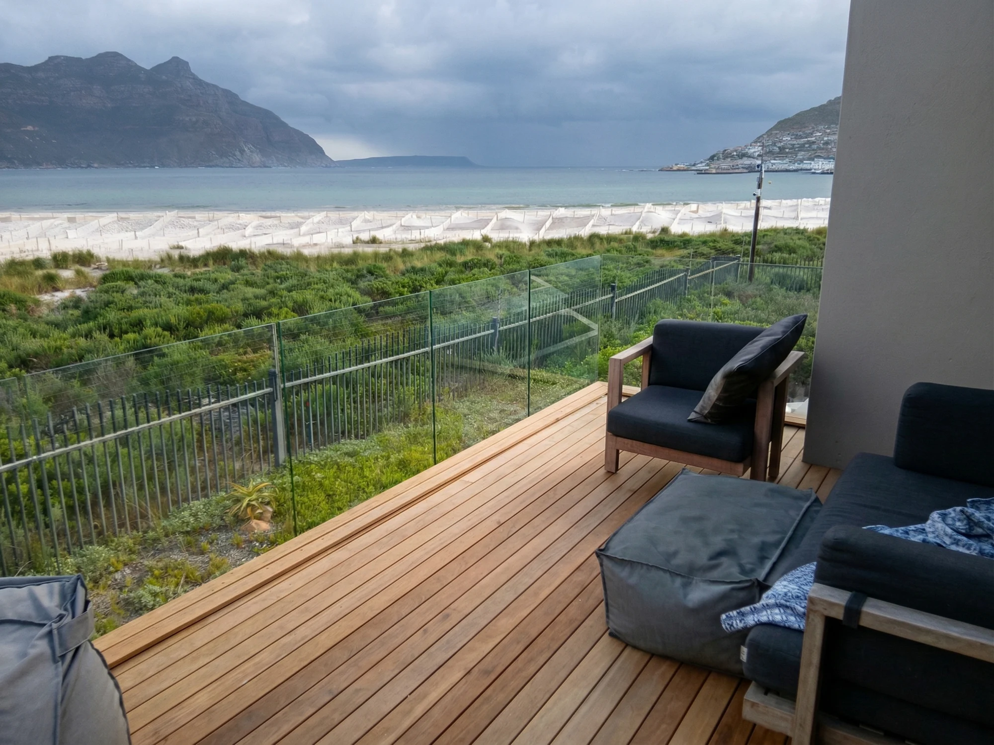 Glass balustrade with clear panels and minimal framing